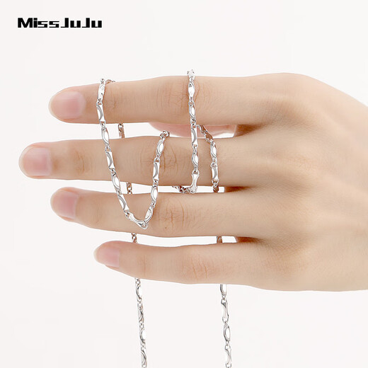 Miss JuJu pt950 platinum necklace women's platinum ingot chain sturdy and versatile pendant solid plain chain weight 3.4-3.6g length 41cm thick about 1.0mmM buckle