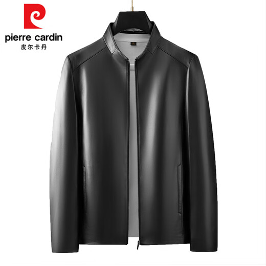 Pierre Cardin first layer sheepskin genuine leather jacket for men 2025 spring and autumn new business casual middle-aged leather jacket motorcycle jacket champagne color XL 180