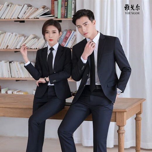 CEO雅戈尔西装套装男女高端气质秋冬职业装正装酒店西服教师面试工作 女藏青西装+裤子 XL