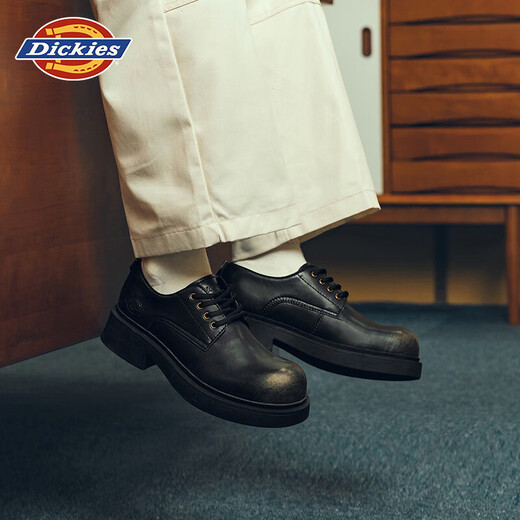 Dickies men's work shoes men's shoes low-cut casual shoes big-toe shoes business thick-soled leather shoes bright black 42