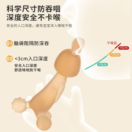 Beingmate Baby Rabbit Teething Stick, Baby Teething Silicone Toy Chewable, Can Be Boiled to Prevent Hands from Eating, Brown Rabbit Teething Stick with Storage Box