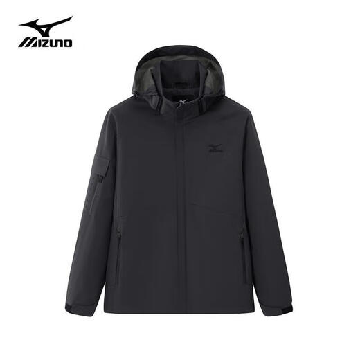 Mizuno Outdoor Casual Jacket Men's Woven Windproof and Waterproof Hooded Jacket Black XL