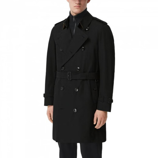 BURBERRY New Year's Gift Burberry Chelsea Solid Color Plaid Trench Coat Men's Black Black One Size 44