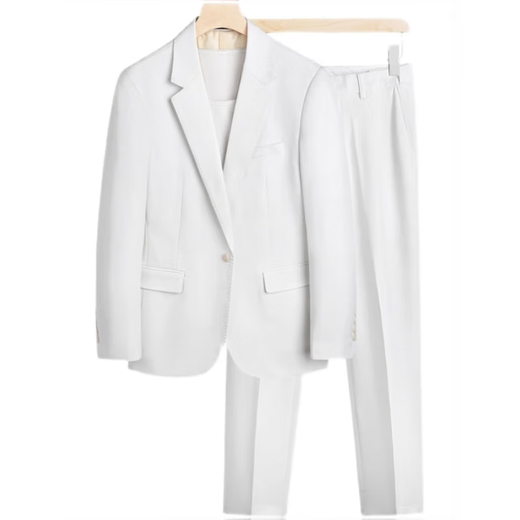 DK high-end men's white suit men's spring and autumn new solid color business slim Korean style casual two-piece set white 2XL
