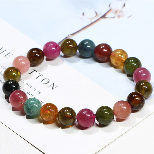 Shimei Natural Tourmaline Bracelet Colorful Tourmaline Bracelet New Watermelon Tourmaline Candy Love Gift with Certificate 6mm Rainbow Tourmaline (Young Model)