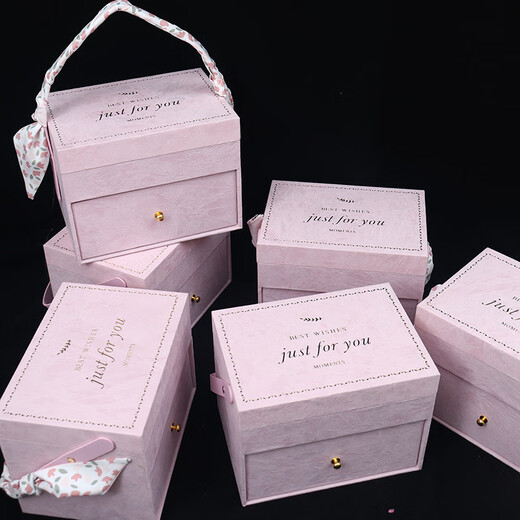 Wedding souvenirs, bridesmaid gifts, birthday gifts, return gift boxes for sisters, high-end niche high-end practical gifts 5. Pink Lovers pink velvet double-layer gift box 21.5x15.5x16cm