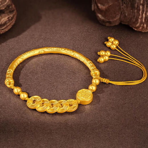 Lan Lian Five Emperors Qian Jiyan half-bracelet female five-way God of Wealth bracelet gold-clad silver copper coin braided gift bracelet for girlfriend