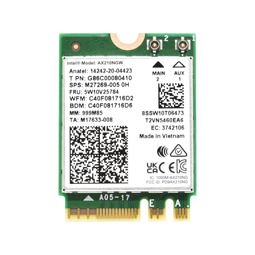 gxlinkstar WiFi6 WiFi7台式机BE200/AX210/AX200千兆无线网卡三频5374M蓝牙5.3电脑WiFi接收器 小PCI-E套件 【单卡】AX210支持win10/11/linux