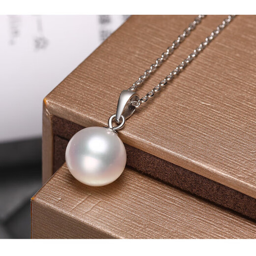 MHFDO pearl necklace romantic purple freshwater pearl pendant round bright light 14-15MM for girlfriend white beads 18K gold holder black beads silver holder 14-15mmx45cm