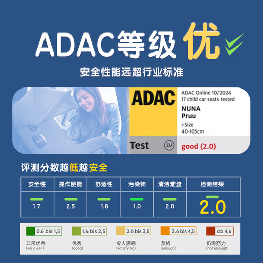 NUNA child safety seat 360-degree rotation 0-4 years old car baby seat ADAC high score i-Size certification PRUU original national standard calm gray (ADAC high score recommendation)