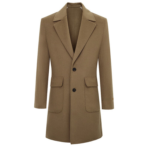 Angel Bird double-sided woolen long coat men's casual lapel thin coat EBS234201U beeswax color M 46