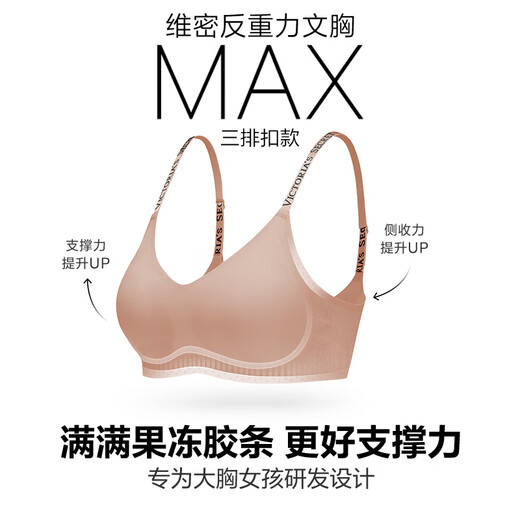 Victoria's Secret Yang Mi and Tian Xiwei's same style jelly strip anti-gravity push-up soft support bra and panties set for Year of the Horse gift 3XY0 nude color - glossy style S PRO double breasted (70C/70D/75A/75B