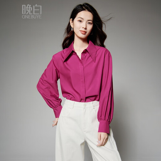 Late White New Product 2025 Autumn Style Skin Friendly Shirt Light Mature Fashion Modal Age Reducing Lapel Shirt for Women Raspberry Red L