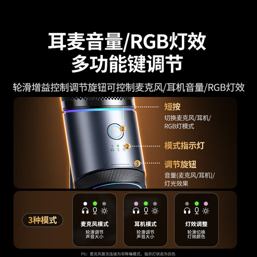 Green Alliance USB computer desktop microphone 192khz independent condenser microphone DSP noise reduction desktop computer notebook live broadcast online class game e-sports conference voice karaoke microphone 75575