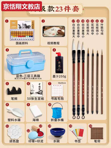 Chong Xing Chinese Painting Pigments Beginner Set Chinese Painting Supplies Tools Complete Set of Ink Painting Introductory Materials Primary School Students Art Teacher Recommended 12 Colors 12ml