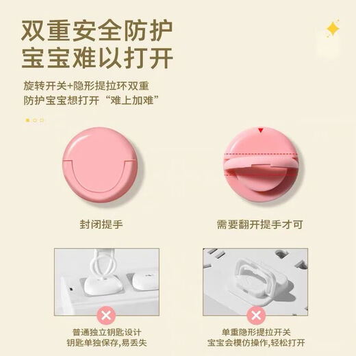 Power cover, children's anti-shock socket protection cover, baby plug hole safety plug, anti-collision corner, baby plug-in board switch, pink, 6-pack, 3 each for two plugs and three plugs