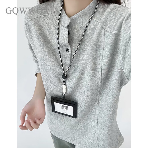 Fearlessly move forward Henry collar shoulder sweatshirt for men and women in autumn style American retro cleanfit inner layering shirt Gray M