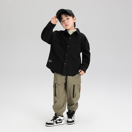 Zuoxi Boys' Velvet Shirt Autumn and Winter 2025 New Children's Shirt Jacket Thickened Boy's Long Sleeve Brown 110