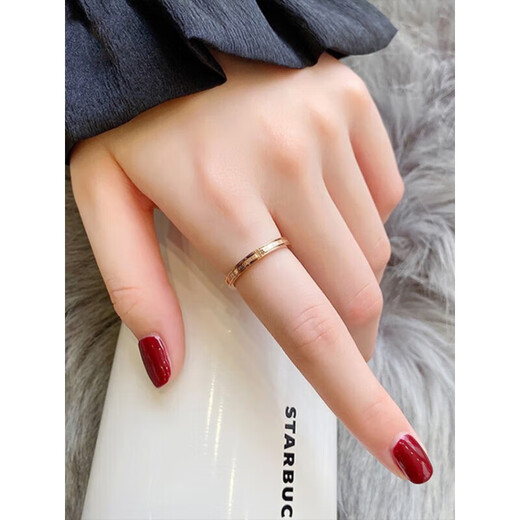 Junshi French designer ring designed for women with light luxury feel 18k gold rose gold No. 4 (finger circumference 48mm)