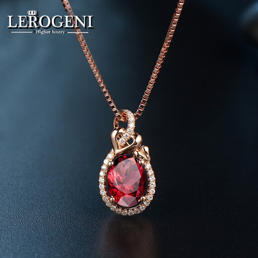 Lirokini necklace women's garnet red gemstone pendant 18 gold k high-end jewelry birthday commemorative gift garnet pendant