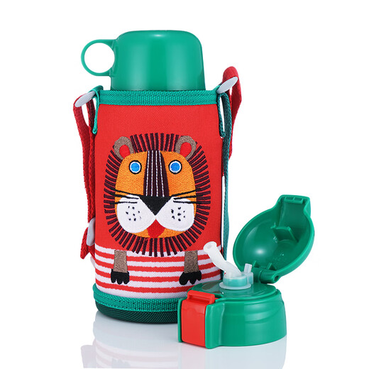 Tiger brand (TIGER) third generation latest children's little lion thermos cup double cup lid cup MBR straw style 600ML Double Eleven gift