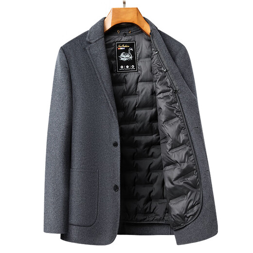 GOLDLION G+Goldlion Double-sided Woolen Suit Jacket Men's Korean Style Trendy Woolen Suit Thickened Goose Down Liner Short Wool Large Gray M 170/88A Recommended 95-125Jin Jin is equal to 0.5 kg