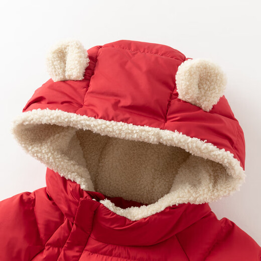 DAVE&BELLA Newborn Down Jumpsuit Winter Clothing Baby Girl Romper Clothes Baby Outing Clothes Children's Clothes Red Spot 80cm Filled Down 82.5g