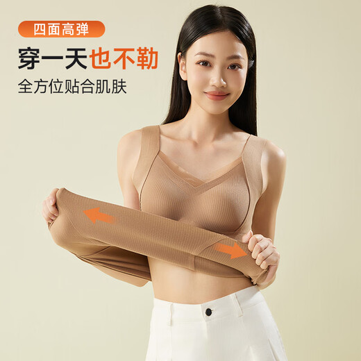 Urban Beauty Women's Thermal Underwear Girls' Thin Autumn Clothes Women's Body Shaping Clothes No Bra Bra Belt Chest Thermal Vest Women's Thermal Clothes