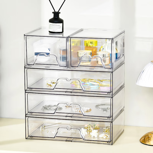 Cosmetic storage box drawer-type acrylic transparent box jewelry stationery medicine desktop storage box thickened large 1 piece - thickened PET material capacity 4.9L