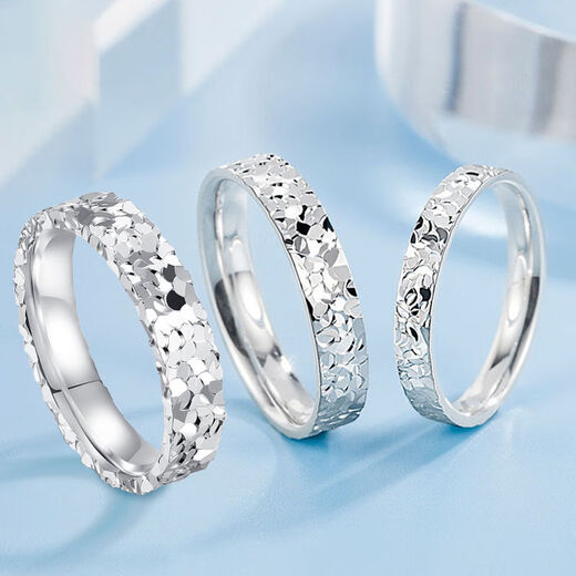 9999 sterling silver pure silver three-sided crushed ice couple ring men and women closed ring ring flash ring gift 4mm-crushed ice weighs about 3.5g Hong Kong code-18