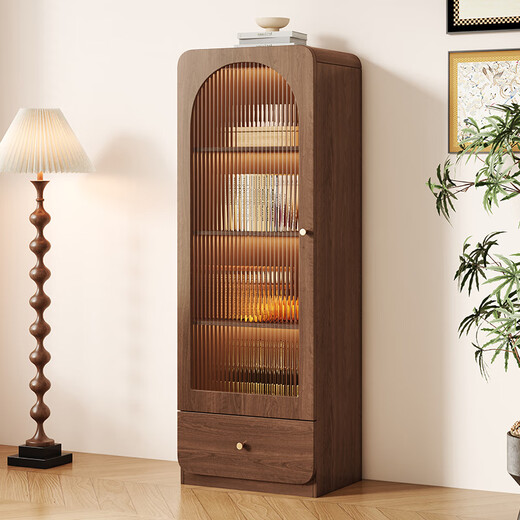 I love Sichuan Weizhong antique style glass door bookcase wine cabinet tea bar cabinet home living room standing cabinet TV side cabinet display storage locker 40*42*98 walnut color/delivered into the home