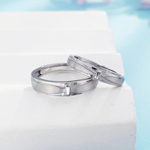 Lao Fengxiang platinum ring pt950 bow couple ring proposal and birthday gift for girlfriend and wife platinum jewelry platinum about 8.75g one pair