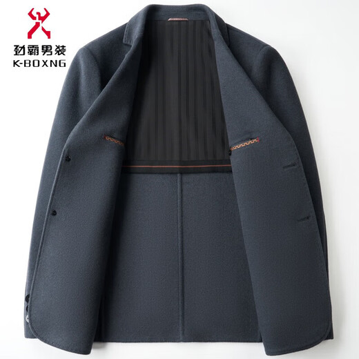 KBXNG high-end men's double-sided wool suit middle-aged dad business casual thick single suit winter woolen suit Y2306 black M 170/48