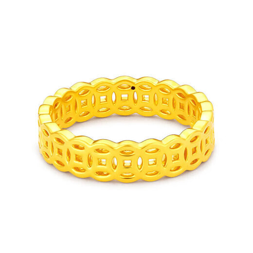 BJYL Golden Wealth Rolling Copper Coin Ring Women's Fashion Personalized Index Finger Ring Imitation Alluvial Ring Ring Hand Jewelry Default No. 7, other sizes need to be noted