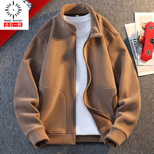 Kuraishi Kazuki American retro solid color casual versatile stand-up collar jacket men's autumn and winter new trend jacket top Green XL