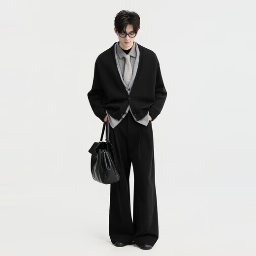 Piaget Zall Lyocell Tencel Wool 25 Autumn and Winter Deep V-neck Fake Two-piece Knitted Cardigan Men's Casual Sweater