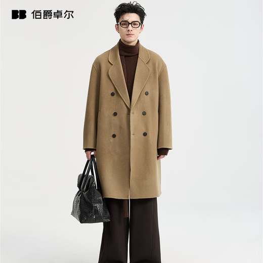 Earl Zall 100% pure wool woolen coat men's mid-length thickened loose suit collar autumn and winter commuting warm high-end coat