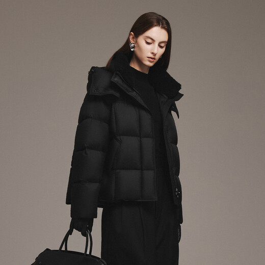 Tambor down jacket women's short removable hood autumn and winter silhouette warm thick coat 5520350Z black 165