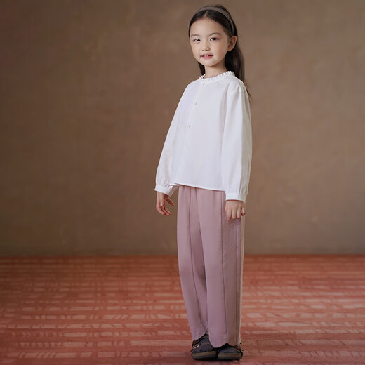 Hacikis children's clothing spring and autumn children's long-sleeved tops literary French bottoming shirts girls white shirts older children's autumn clothes white 160cm
