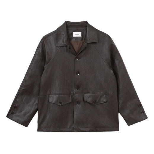 ELI Cocoa Tree Retro Lapel Simple Design Casual Relaxation Commuting Men's and Women's Leather Jackets Chocolate Color Ready in Stock M M