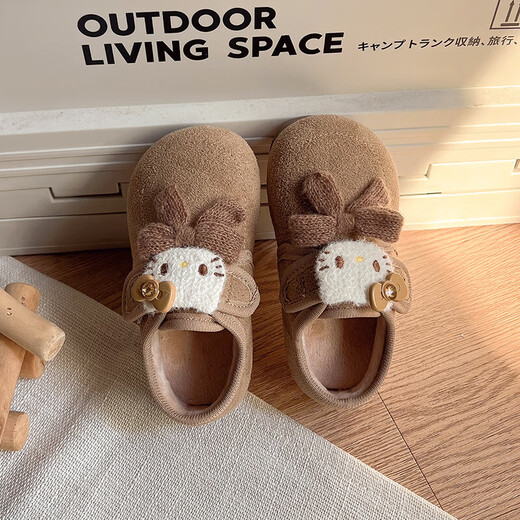 Girls' Birkenstock Shoes 2025 Autumn and Winter New Children's Shoes for Small and Medium-sized Children and Baby Small Leather Shoes Retro Soft Soled Bean Shoes Khaki Color Size 28 Inner Length Approximately 17.2CM