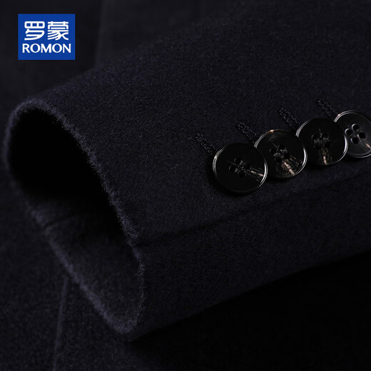 ROMON Cashmere Coat Jacket Men's Goose Down Lined Woolen Coat Men's Autumn and Winter Casual Mid-Length Windbreaker Jacket