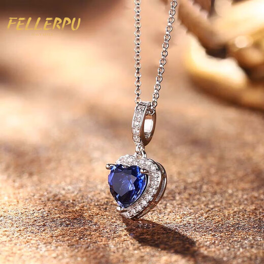 Philop Necklace Women's Sapphire Pendant Valentine's Day Gift for Wife and Girlfriend Birthday Gift Royal Blue