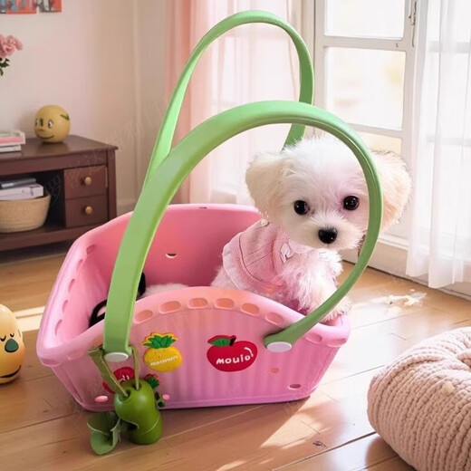 狗狗猫咪便携托特包宠物小型犬夏天外出神器手提篮约克夏马尔济斯 淡粉绿[撞色多巴胺*可DIY配饰] M-中型[建议8斤内爱宠]
