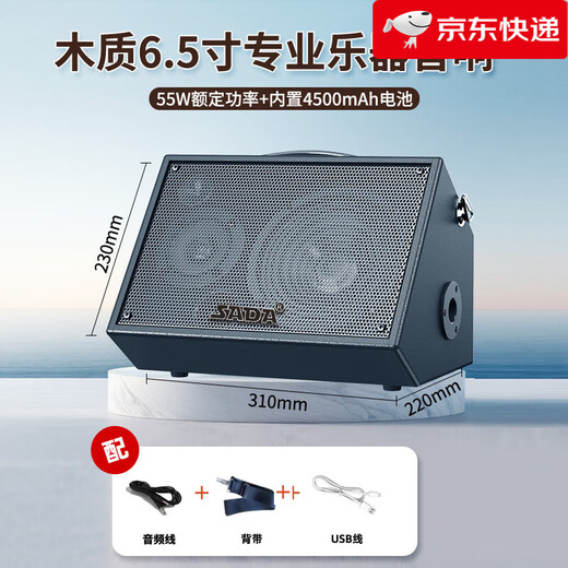 Saida guitar speaker musical instrument playing and singing Bakelite audio outdoor Bluetooth portable street karaoke performance live broadcast 6.5-inch black 55w power + 4500MA battery