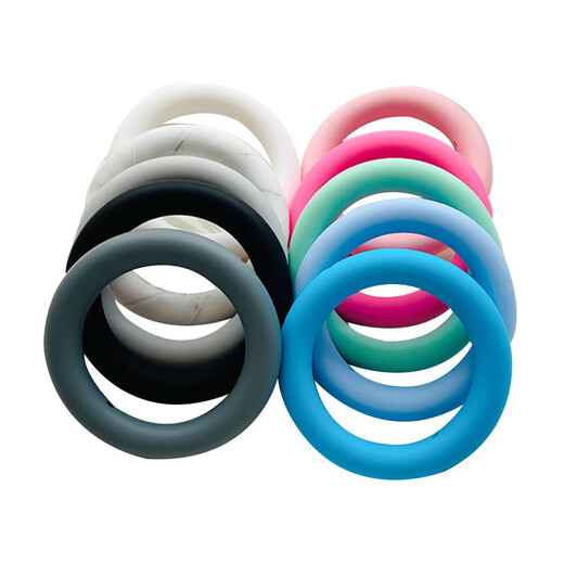 Silicone teether food grade hole ring chewing gum for babies to prevent falling off during oral period, blue 1 pack