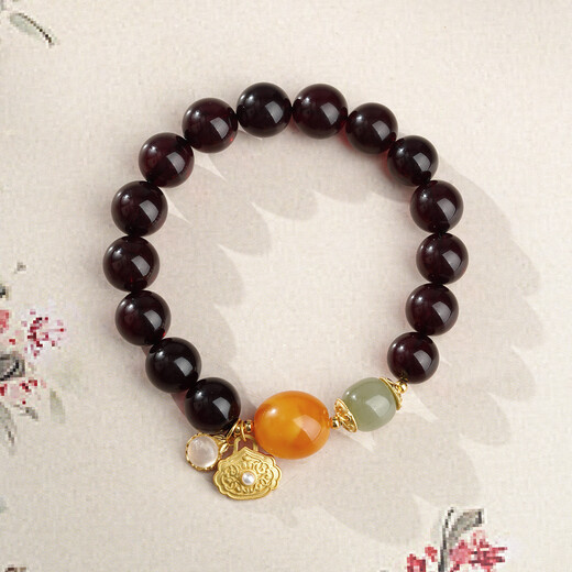 Potala Palace Amber Bracelet, Hetian Jade Beeswax Ball Bracelet, Girl’s Birthday Creative Gift for Wife, Beeswax Blood Amber Ruyi Bracelet