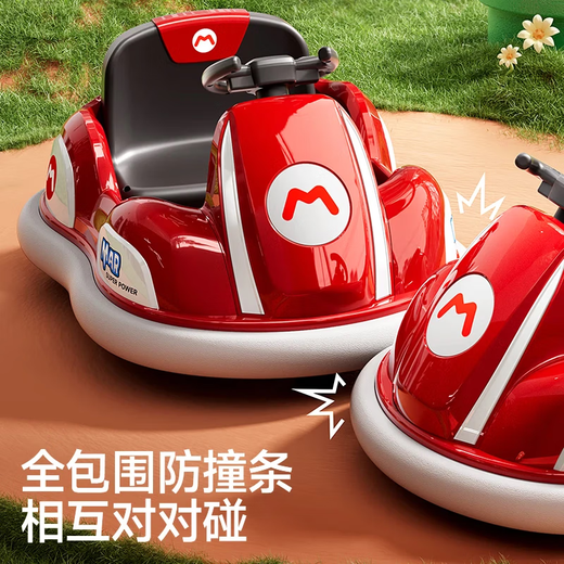 Cute Angel children's electric car toy car can sit in a bumper car with remote control for children and baby's first birthday gift Mario red + remote control + drift + dual drive birthday gift