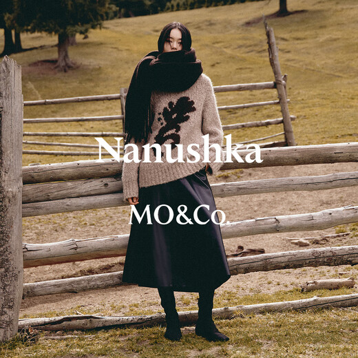MO&Co. Nanushka designer joint sweater 2025 winter new alpaca wool thick MBE4SWT003 light floral camel XS /155