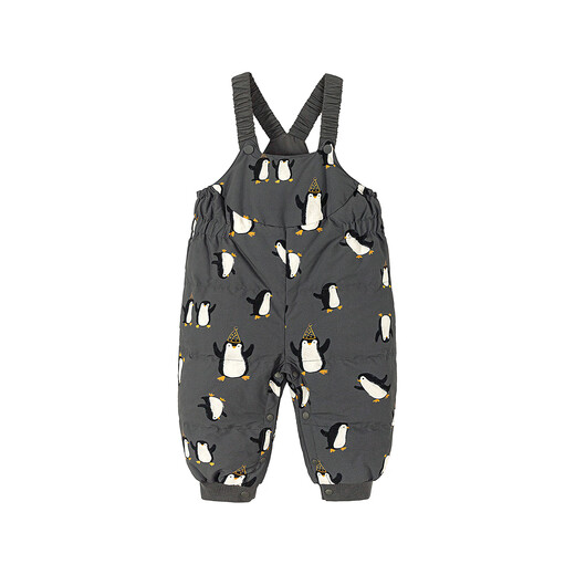 迷你巴拉（minibala）[拒水羽绒]男女童宝宝羽绒裤2025冬新品保暖三防长裤 黑白色调00491 80